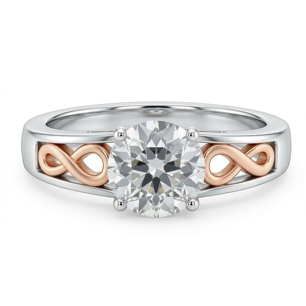 vero round diamante 1.50carati anello angolo laterale