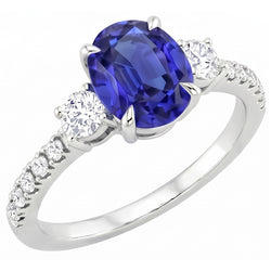 Solitario Gioiello Con Diamanti Naturali Autentici ( non creati in laboratorio ) Con Accenti Anello Zaffiro Blu 4.50 Carati