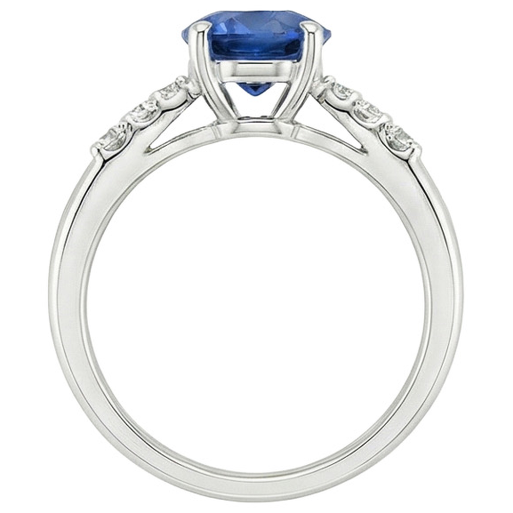 Solitario Naturale Zaffiro Blu Rotondo Con Accenti Gioielli 2.50 Carati