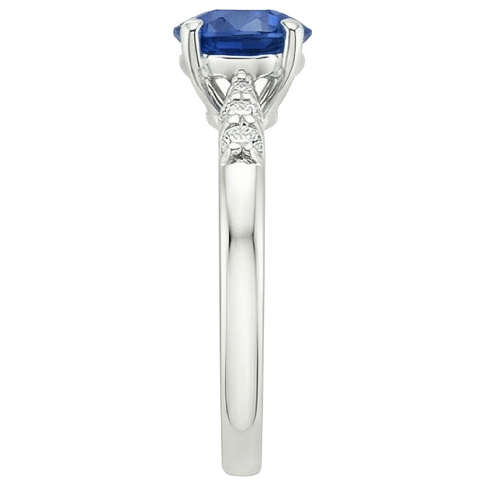 Solitario Naturale Zaffiro Blu Rotondo Con Accenti Gioielli 2.50 Carati