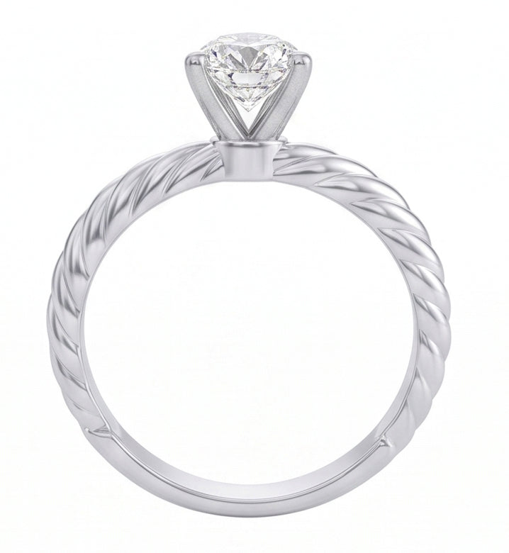 Solitario Pera Naturale Diamante Naturale Autentico ( non creato in laboratorio ) 1.5 Carati Fede Nuziale Stile Corda Con Gambo