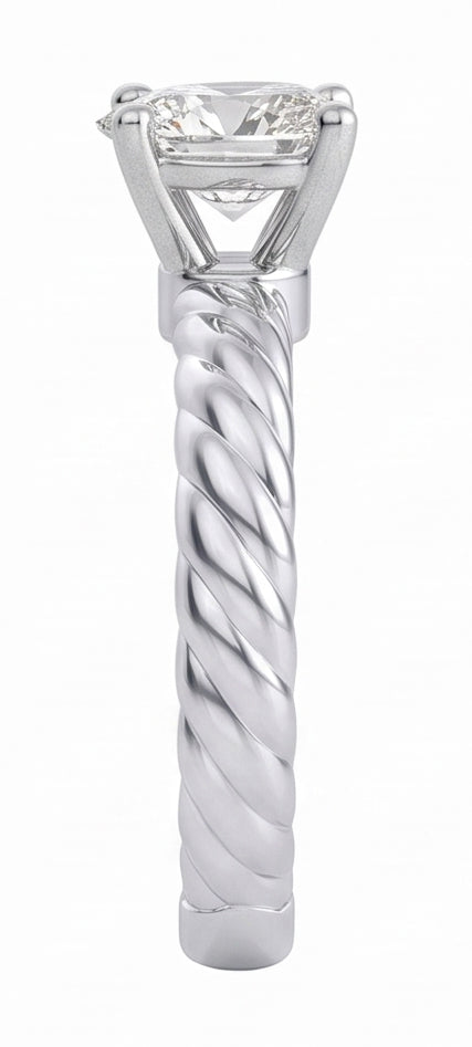 Solitario Pera Naturale Diamante Naturale Autentico ( non creato in laboratorio ) 1.5 Carati Fede Nuziale Stile Corda Con Gambo
