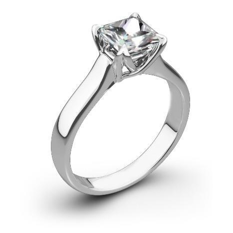 Solitario Princess Cut Anello Nuziale In Oro Bianco Con Naturale Diamante Da 1.75 Carati