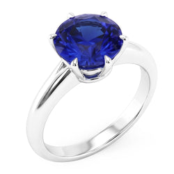 Solitario Rotondo A Forma Di Zaffiro Blu Anello Set