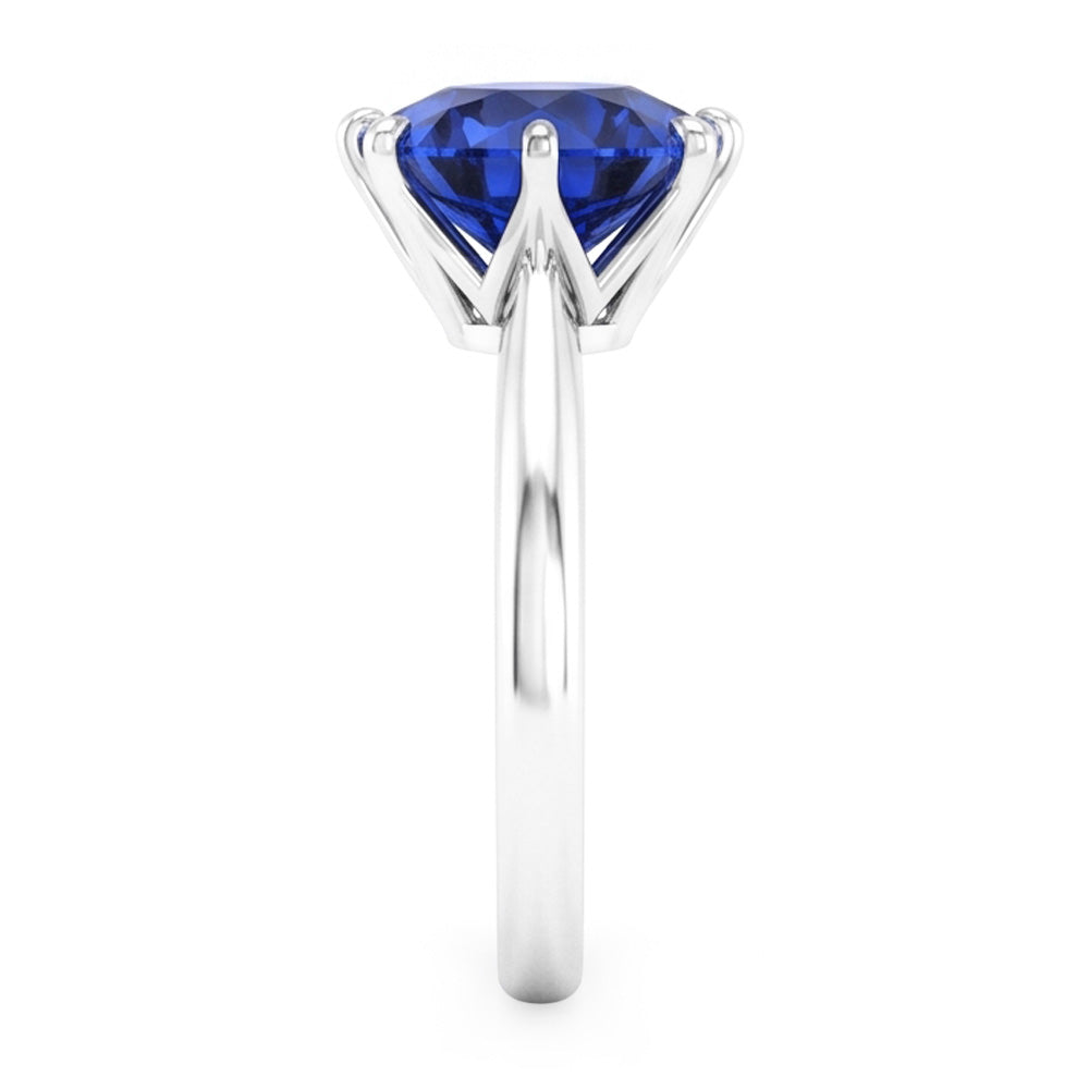 Solitario Rotondo A Forma Di Zaffiro Blu Anello Set