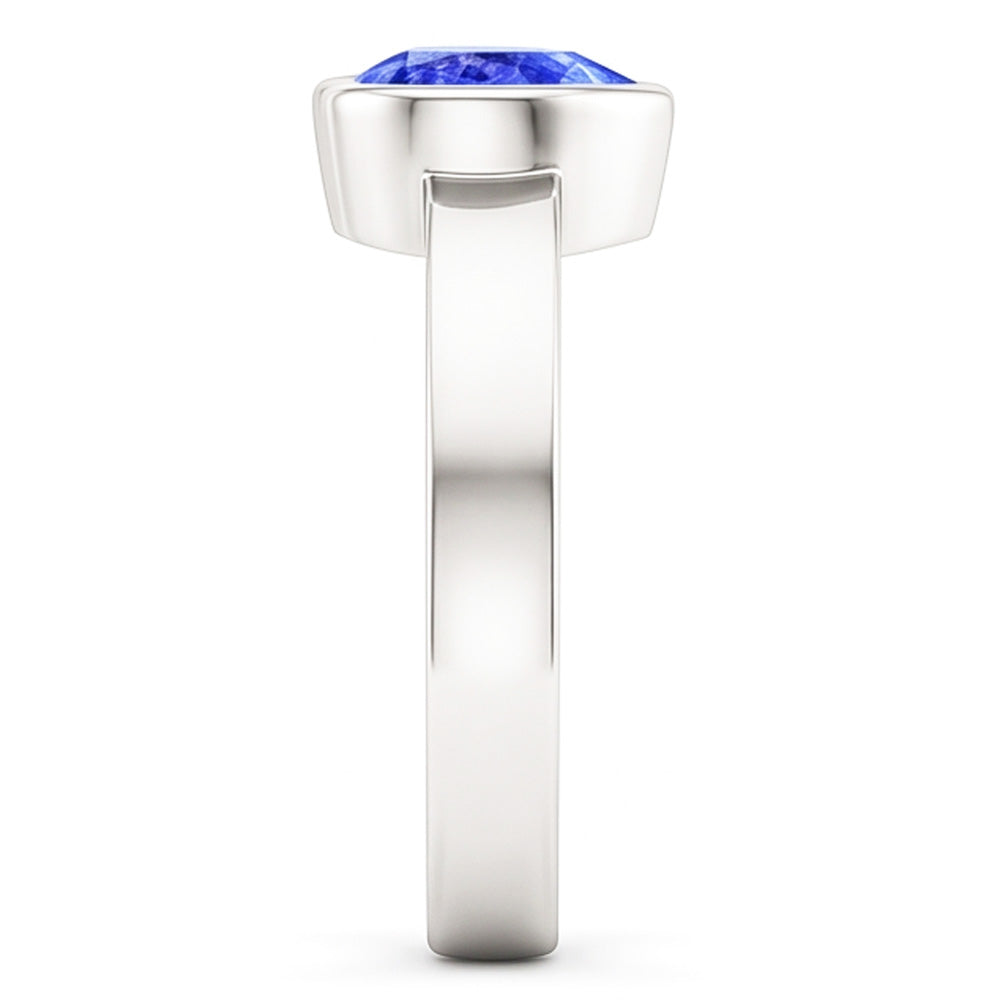 Solitario a cuore in zaffiro azzurro da 1 carato con castone ad anello in oro bianco 14 carati