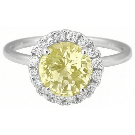 Solitario con accenti Anello zaffiro giallo 4 carati Oro bianco 14K