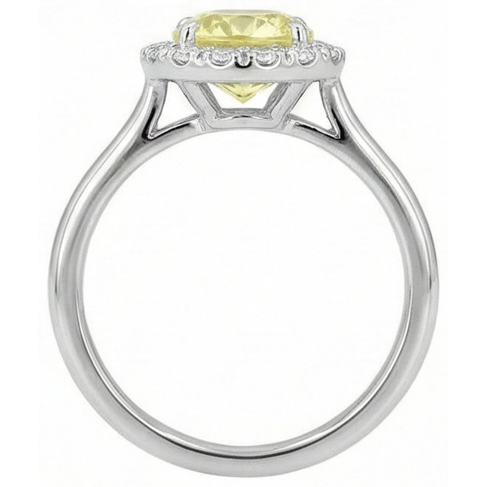 Solitario con accenti Anello zaffiro giallo 4 carati Oro bianco 14K