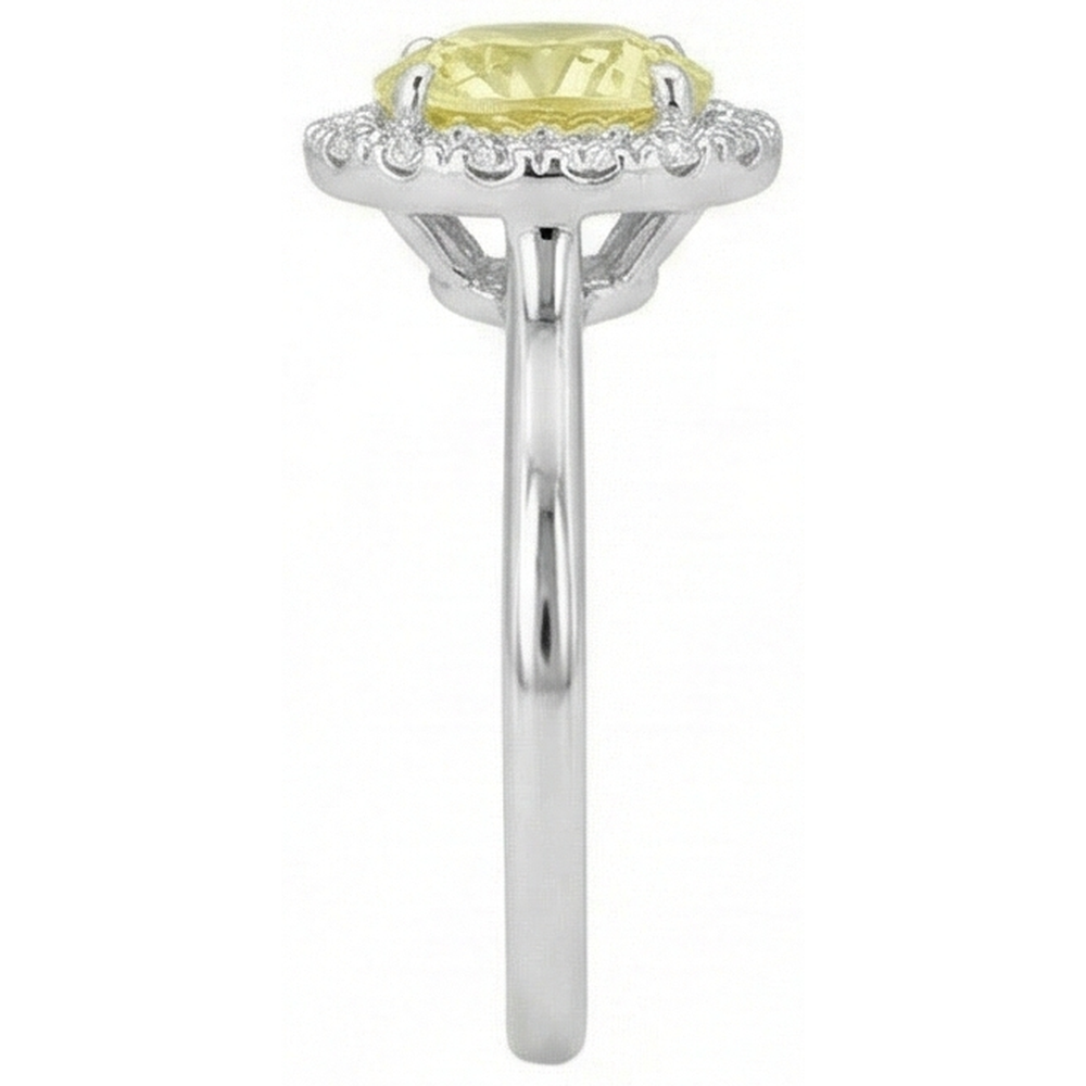 Solitario con accenti Anello zaffiro giallo 4 carati Oro bianco 14K