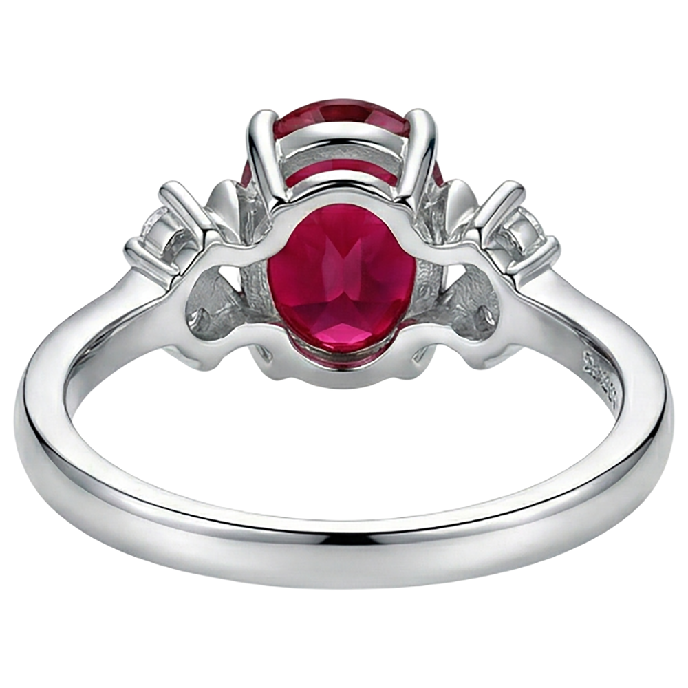 Solitario con accento 1.70 ct. Anello Rubino E Diamanti Naturali Autentici ( non creati in laboratorio ) Oro Bianco 14K