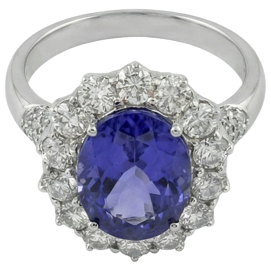 Solitario con accento 7.25 ct. Anello Tanzanite E Diamanti