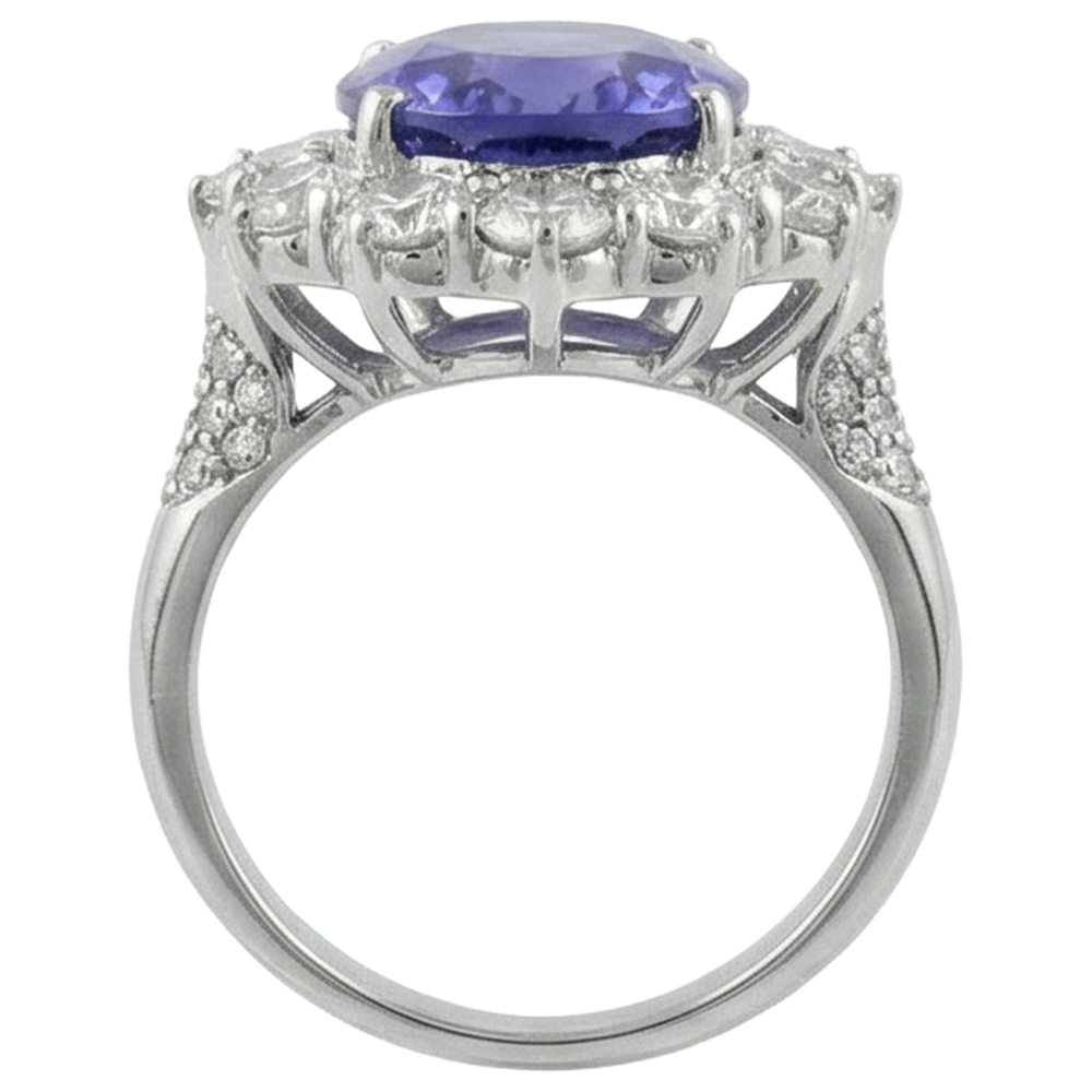Solitario con accento 7.25 ct. Anello Tanzanite E Diamanti