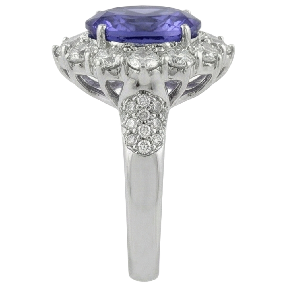Solitario con accento 7.25 ct. Anello Tanzanite E Diamanti