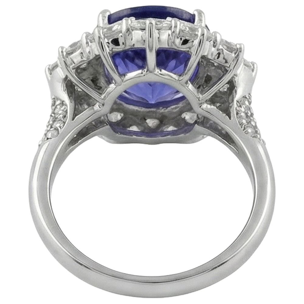 Solitario con accento 7.25 ct. Anello Tanzanite E Diamanti