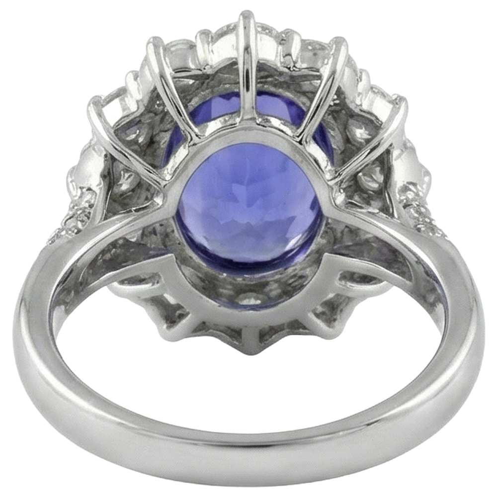 Solitario con accento 7.25 ct. Anello Tanzanite E Diamanti