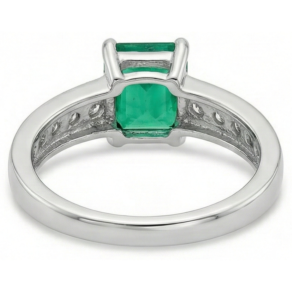 Solitario con anello di diamanti e smeraldo verde da 3.75 ct con accenti