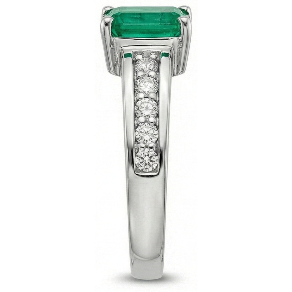 Solitario con anello di diamanti e smeraldo verde da 3.75 ct con accenti