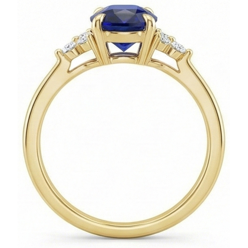 Solitario di pietre preziose con accenti Anello Zaffiro blu profondo 3.50 carati