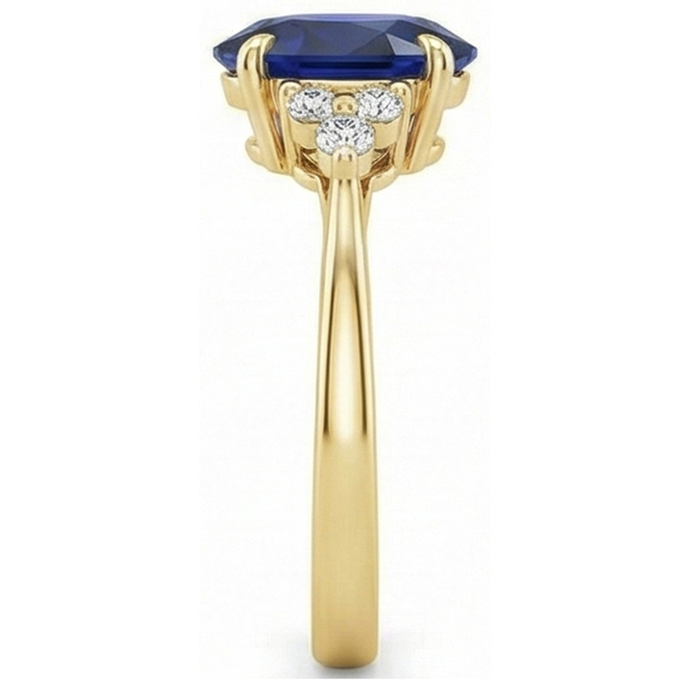 Solitario di pietre preziose con accenti Anello Zaffiro blu profondo 3.50 carati