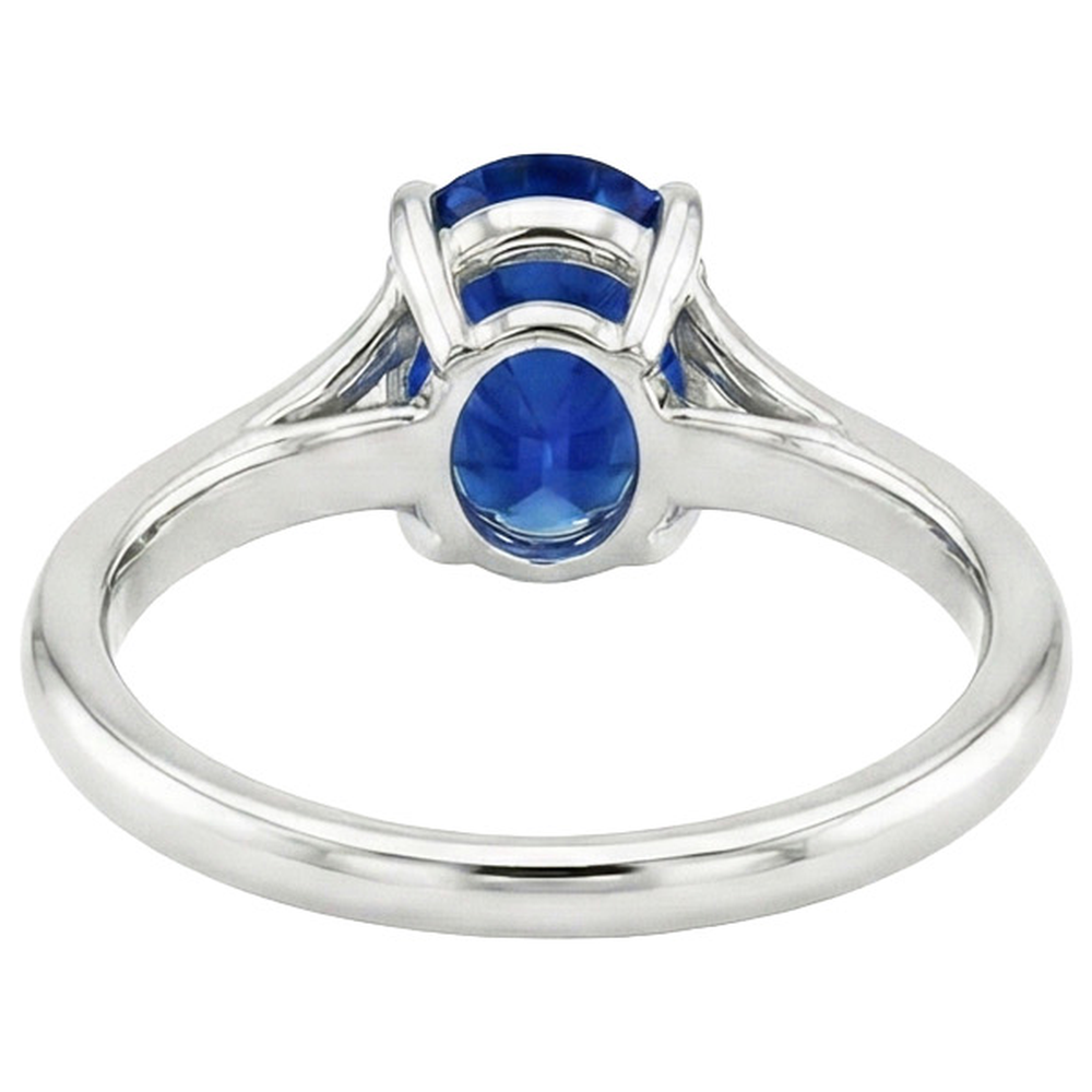 Solitario in oro blu zaffiro anello set polo ovale split gambo 3 carati