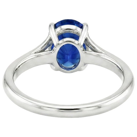 Solitario in oro blu zaffiro anello set polo ovale split gambo 3 carati