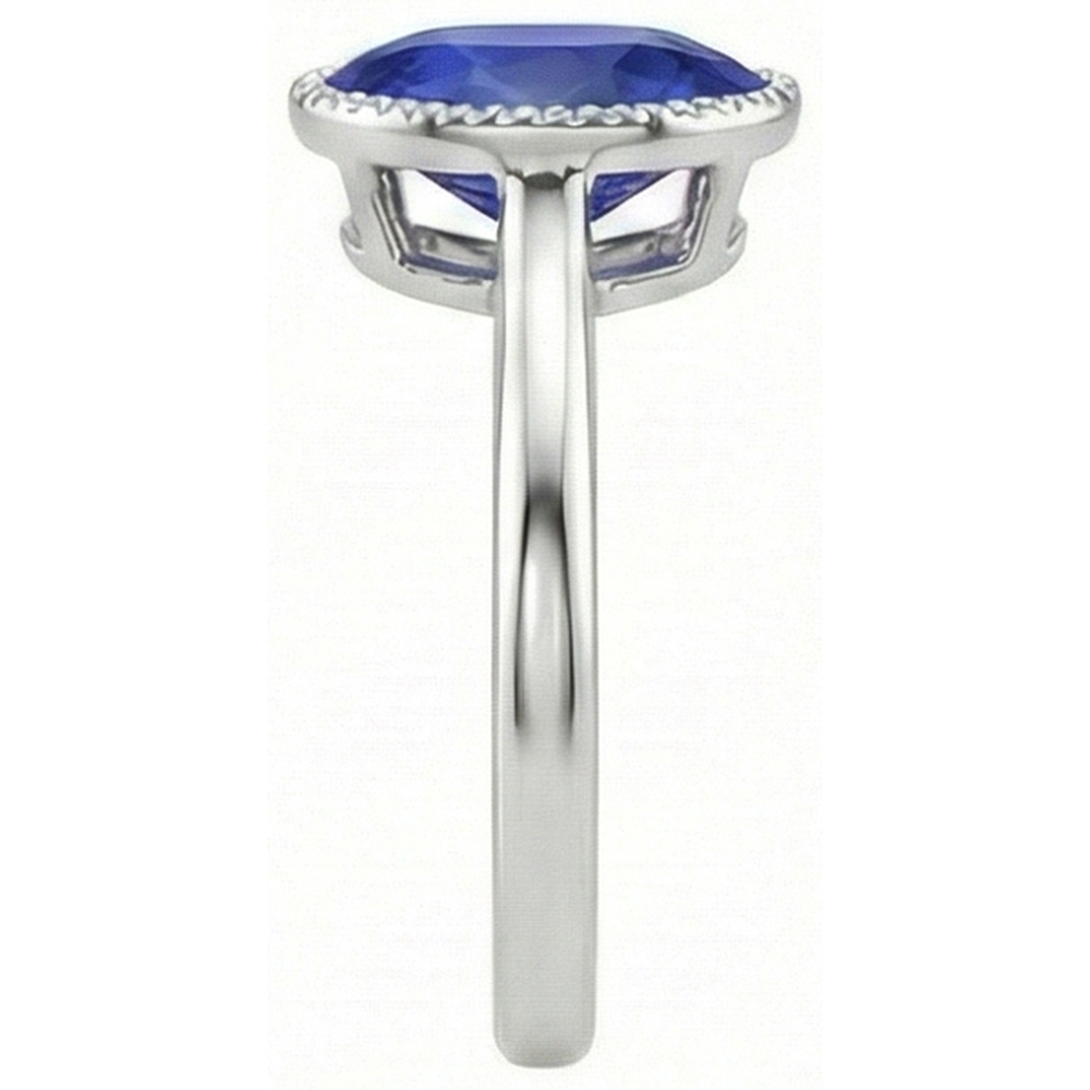 Solitario ovale blu zaffiro anello castone set 2.50 carati gioielli