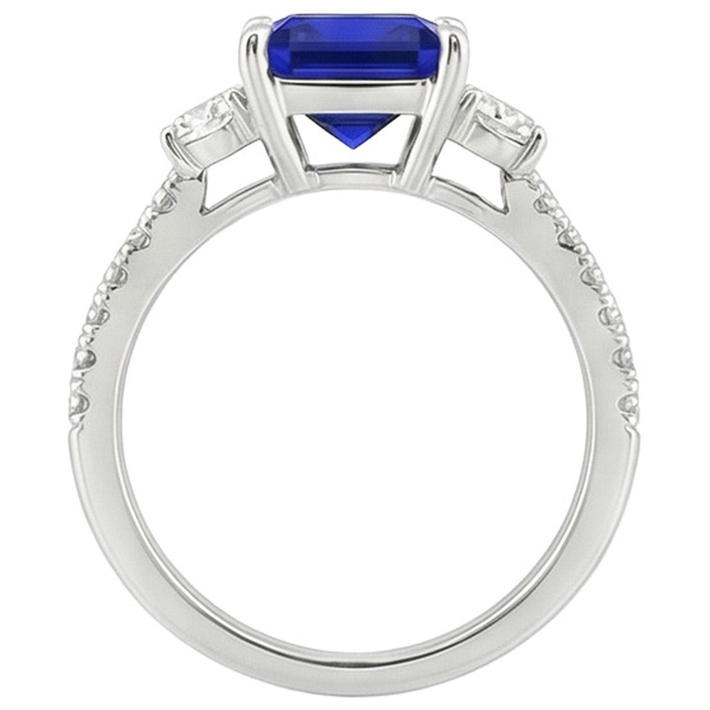 Solitario zaffiro blu con accenti pietra preziosa taglio principessa 6.25 carati