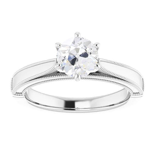 Solitario Anello Anniversario Con Vero Diamante Taglio Vecchio Stile Antico 2 Carati