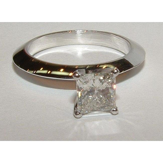 Solitario Anello Di Fidanzamento Con Genuino Diamante Rotondo Da 1,50 Carati E Oro Bianco 14K