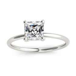 Solitario Anello Di Fidanzamento Quadrato Genuino Diamante Vecchio Taglio Oro Bianco 3 Carati