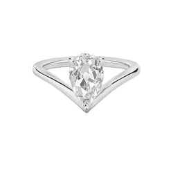 Solitario Anello Enhancer Vecchio Taglio Pera Vero Diamante 1.5 Carati 14K Oro