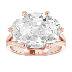 Solitario Anello Ovale Con Genuino Diamanti Taglio Vecchio Con Gambo Diviso Prong Set 8,50 Carati