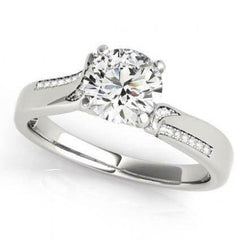 Solitario Con Anello Di Fidanzamento In Oro Bianco Con Genuino Diamante Da 1.25 Carati Con Accenti