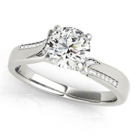 Solitario Con Anello Di Fidanzamento In Oro Bianco Con Genuino Diamante Da 1.25 Carati Con Accenti