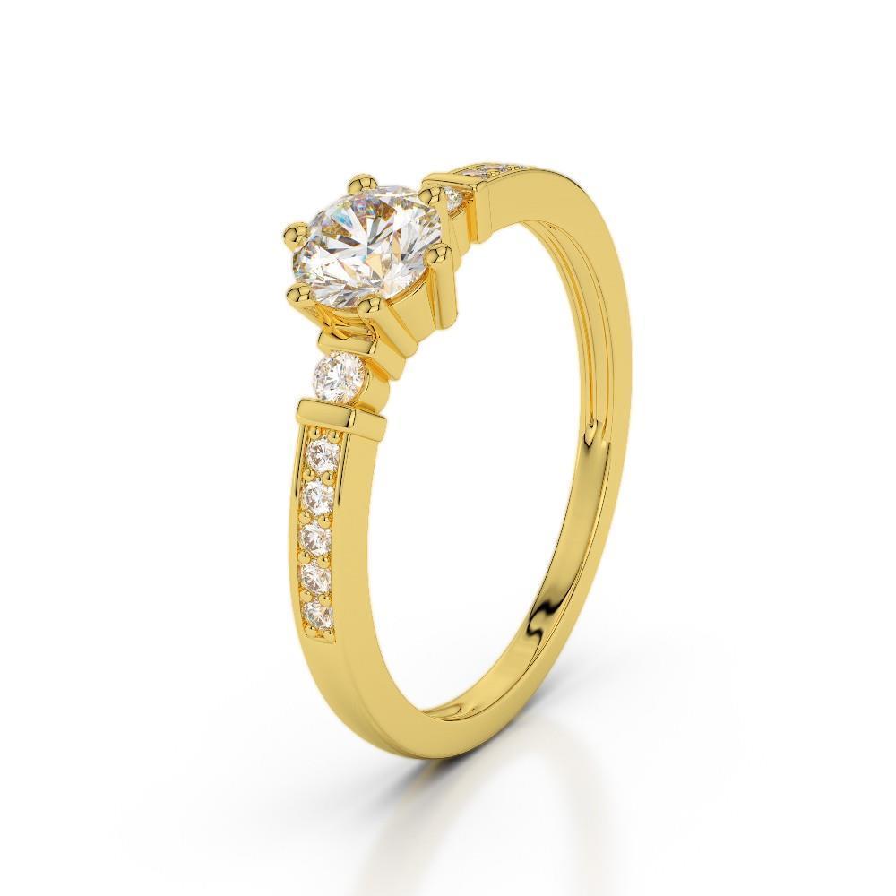 Solitario Da 1,25 Ct Con Vero Diamanti In Rilievo Anello Di Fidanzamento Oro Giallo 14K