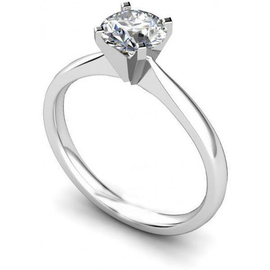 Solitario Fede Nuziale Con Genuino Diamante Taglio Rotondo Da 1 Ct Con Oro Bianco 14K