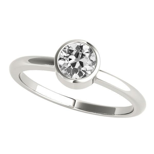 Solitario Fede Nuziale Da Donna Vecchio Minatore Naturale Diamante Bezel Set 1,5 Carati