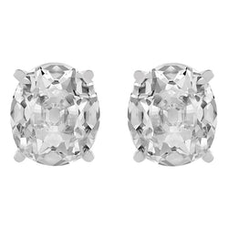 Solitario Gold Naturale Diamante Studs Orecchini Ovali Vecchio Taglio Set 10 Carati Prong