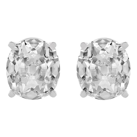 Solitario Gold Naturale Diamante Studs Orecchini Ovali Vecchio Taglio Set 10 Carati Prong