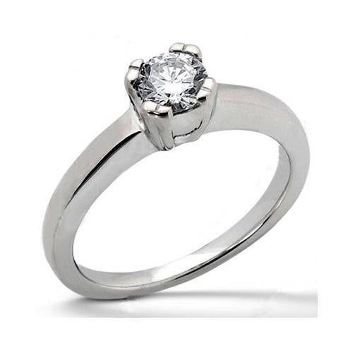 Solitario In Oro Bianco 3 Ct. Anello Di Fidanzamento Con Vero Diamante