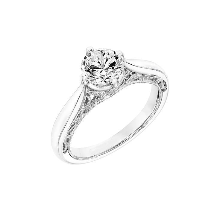 Solitario In Stile Vintage Con Naturale Diamante Tondo Da 2 Carati E Oro Bianco 14K