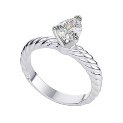 Solitario Pera Naturale Diamante 1.5 Carati Fede Nuziale Stile Corda Con Gambo
