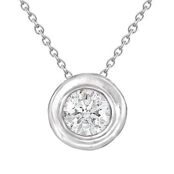 Solitario Scintillante Pendente Con Lunetta Di Vero Diamanti Tondi Da 1,50 Carati Incastonati In Oro Bianco 14K