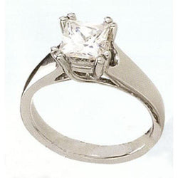 Solitario Scintillante Vero Diamante Taglio Princess Da 1,50 Carati Con Anello In Oro Bianco 14K