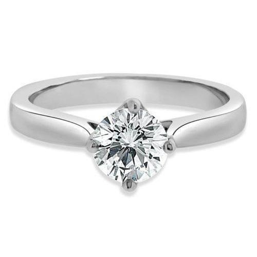 Solitario Wedding Cathedral Band Impostazione Genuino Diamante Rotondo 1 Carati Oro Bianco 14K