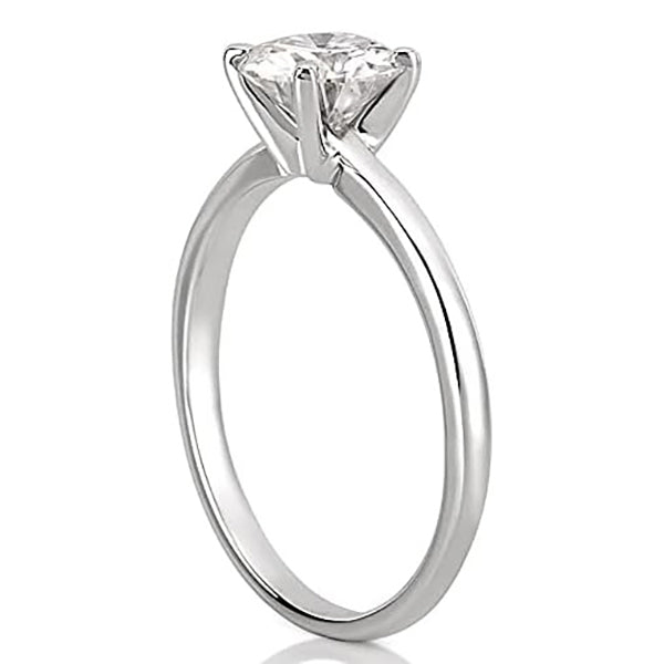 Solitario Da 1 Carato Con Genuino Diamante A Taglio Rotondo In Oro Bianco 14K