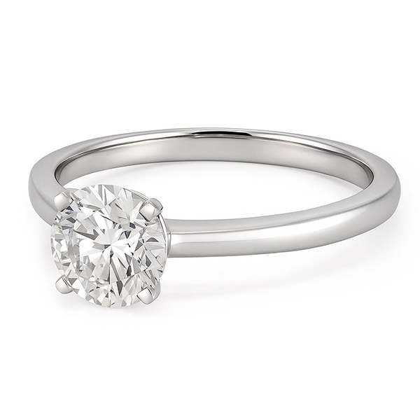 Solitario Da 1 Carato Con Genuino Diamante A Taglio Rotondo In Oro Bianco 14K
