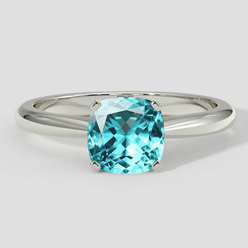 Solitario con tormalina Paraiba a cuscino vibrante da 1,25 ct