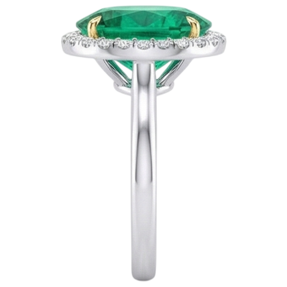 Smeraldo Anello Pietra Colorata 3,50 carati Oro Due Toni 14K – vista dall'alto