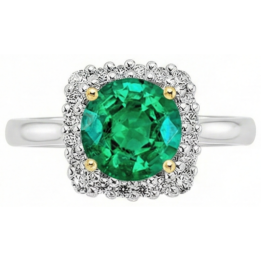 Anello con Gemma Oro Due Toni 14K con Smeraldo Colombiano – vista frontale